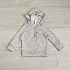 Childhoods Beige Hoodie with Wooden Button Accents